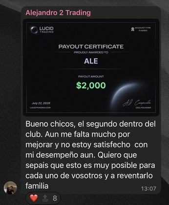 Resultado de un alumno del Club