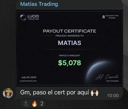 Resultado de un alumno del Club
