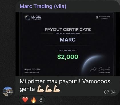 Resultado de un alumno del Club
