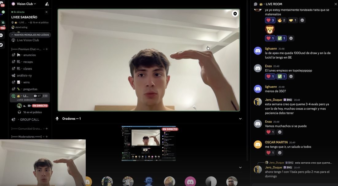 Sala en directo de coaching grupal