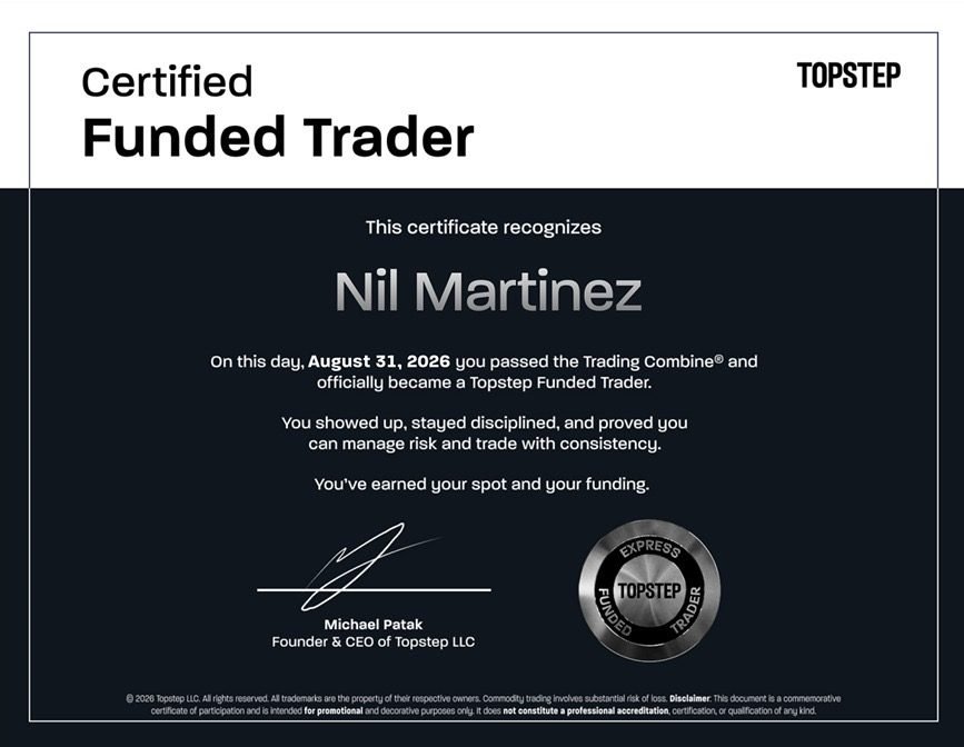 Certificado Topstep Certified Funded Trader