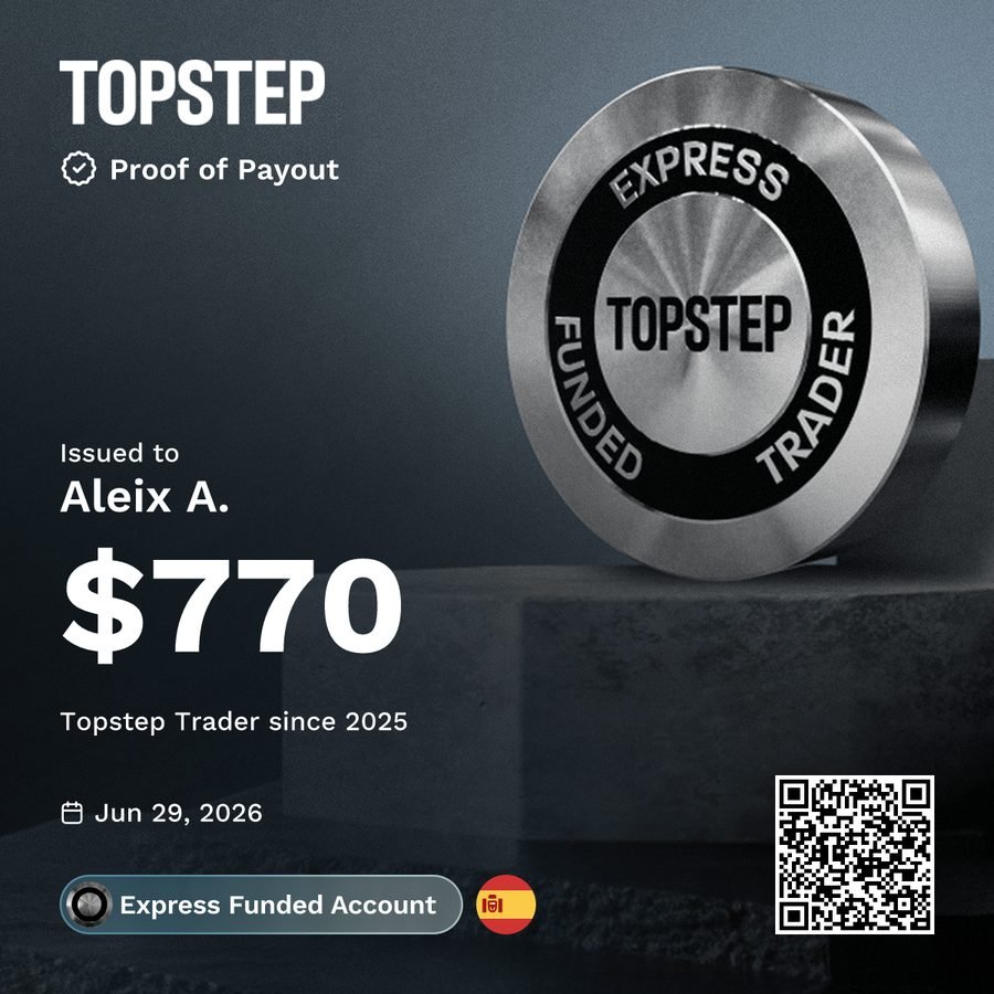 Prueba de payout de Topstep por 770 dólares, 29 de junio de 2026