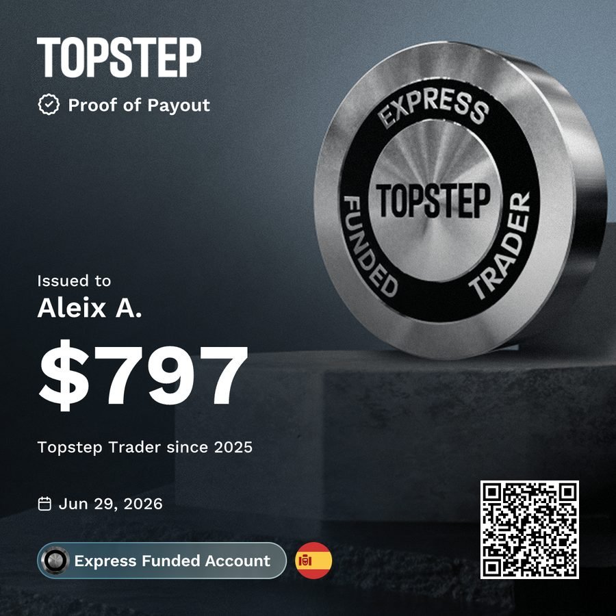 Prueba de payout de Topstep por 797 dólares, 29 de junio de 2026
