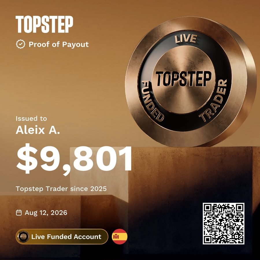 Prueba de payout de Topstep por 9.801 dólares, 12 de agosto de 2026